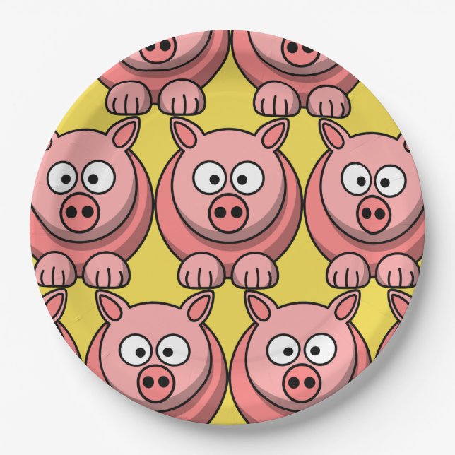 Customize Cute Pig Paper Plates (Front)