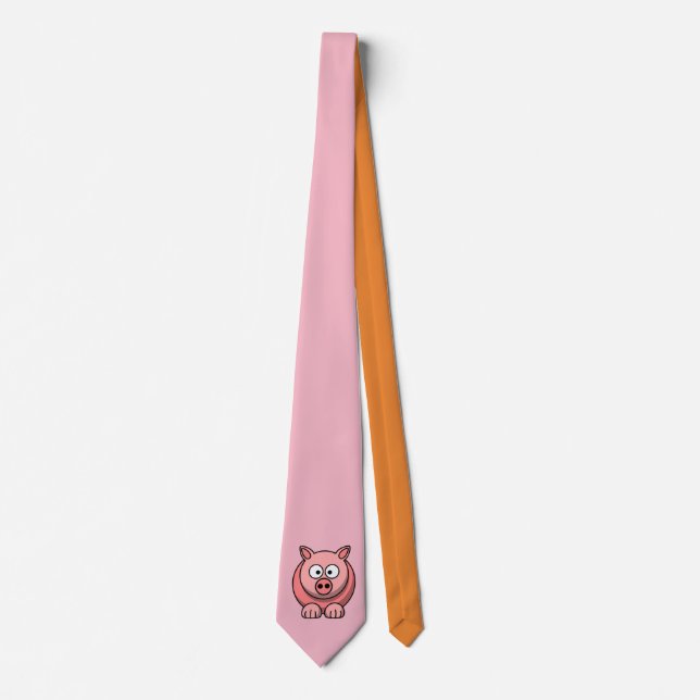 Customize Cute Pig Party Neck Tie (Front)