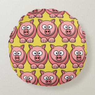 Customize Cute Pig Round Pillow