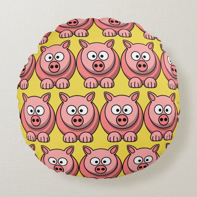 Customize Cute Pig Round Pillow (Front)