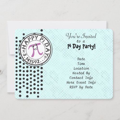 Customize _ Cute Polka Dot Happy Pi Day Party Invitation