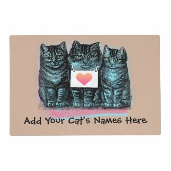 Customize Cute Vintage Cat Food Mat With Name by PetKingdom at Zazzle