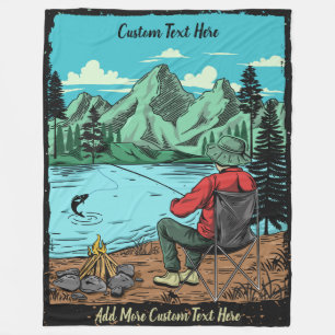 Customize Dad's Gone Fishing And Camping Again Fun Fleece Blanket