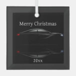 Customize Dated Christmas Sports Car Automobile  Glass Ornament