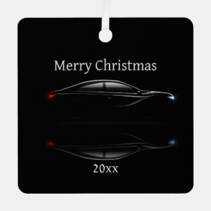 Customize Dated Christmas Sports Car Automobile Metal Ornament
