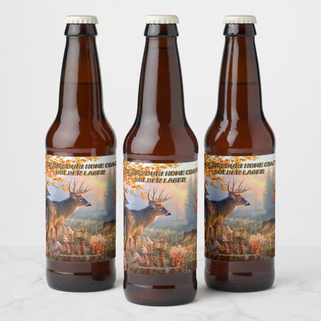 Customize Deer In The Rut Any State Detailed  Beer Bottle Label (Bottles)