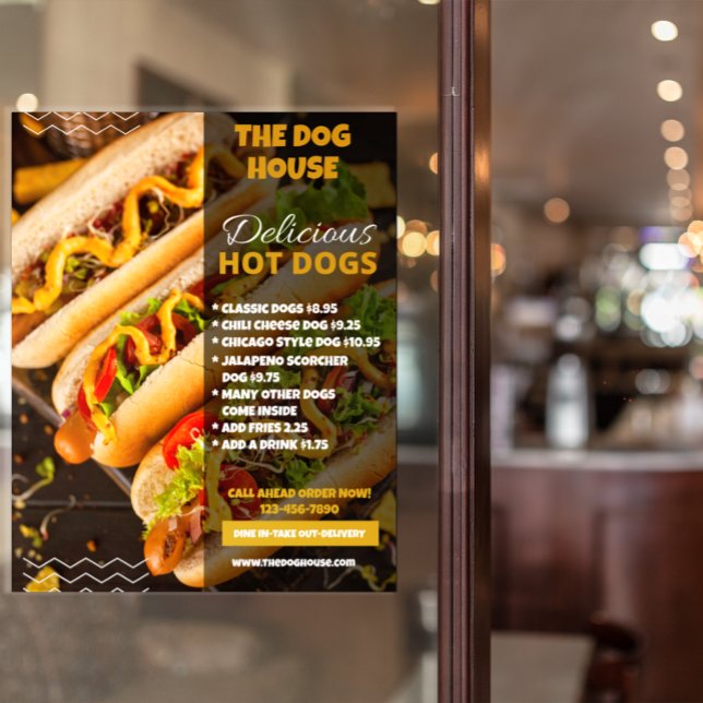 Customize Delicious Hotdogs Restaurant Front Large Poster (Creator Uploaded)