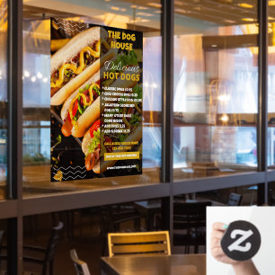 Customize Delicious Hotdogs Restaurant Medium Window Cling