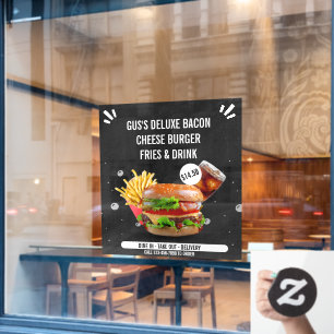 Customize Deluxe Burger Fries Drink Restaurant  Window Cling