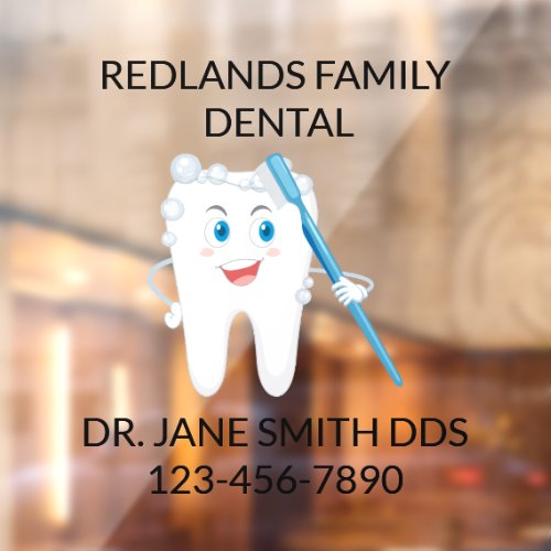 Customize Dental Clinic Happy Molar Tooth Brush Window Cling