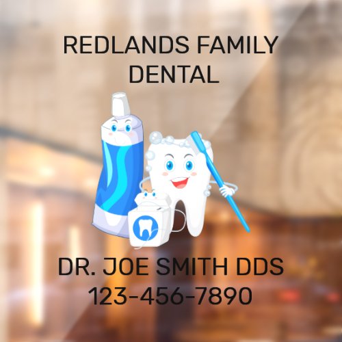 Customize Dental Clinic Happy Molar Tooth Dentist Window Cling