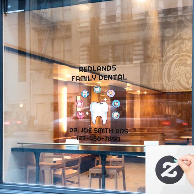 Customize Dental Clinic Office Molar Tooth Repair  Window Cling (Cafe Window)