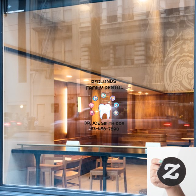 Customize Dental Clinic Office Molar Tooth Repair  Window Cling (Cafe Window)