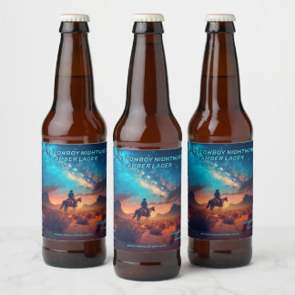 Customize Desert Cowboy Night Watch Detailed Beer Bottle Label
