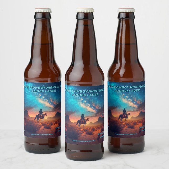 Customize Desert Cowboy Night Watch Detailed  Beer Bottle Label (Bottles)