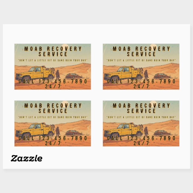 Customize Desert Vehicle Recovery Tow Truck Servic Rectangular Sticker (Sheet)