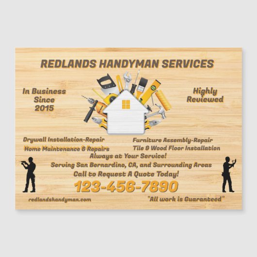 Customize Detailed Handyman Business Magnetic Card (Front)