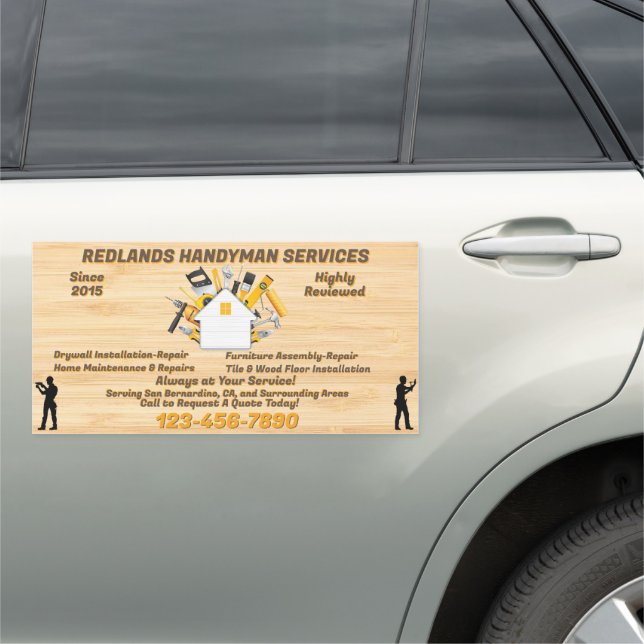 Customize Detailed Handyman Business Truck Van  Car Magnet (In Situ)