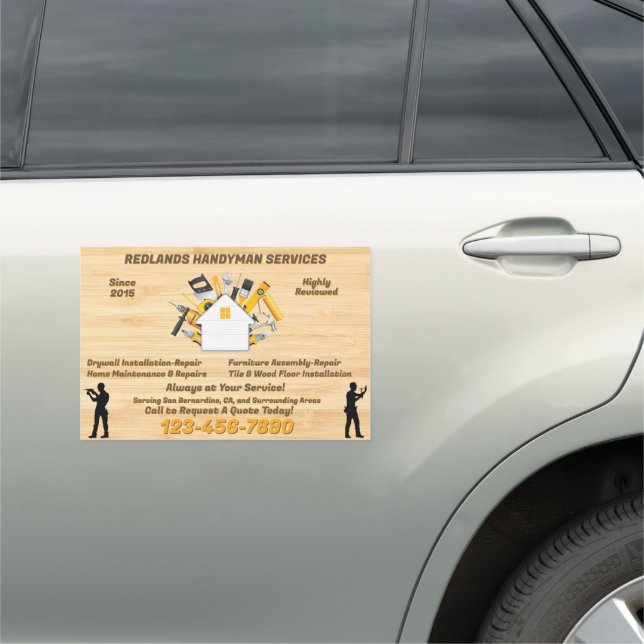 Customize Detailed Handyman Business Truck Van  Car Magnet (In Situ)