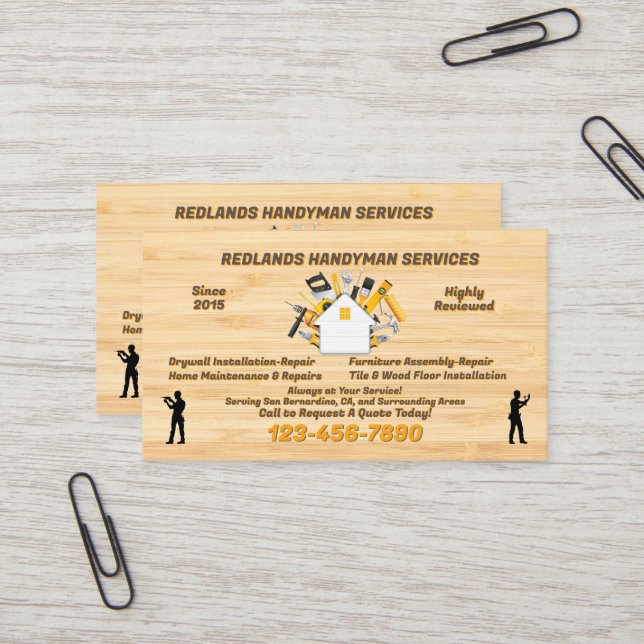 Customize Detailed Handyman Promo  Business Card (Front/Back In Situ)