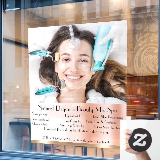 Customize Detailed Med Spa Beauty Treatment Large Window Cling (Cafe Window)