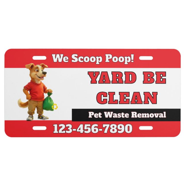 Customize Dog Poop Scoop Business Promotional License Plate (Front)
