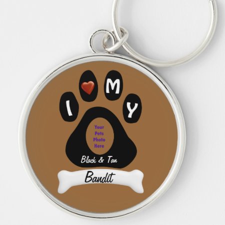 Customize Doggie Paw Print With Picture And Name Keychain