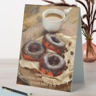Customize Donut Coffee Shop Coffee Donut Promo Table Tent