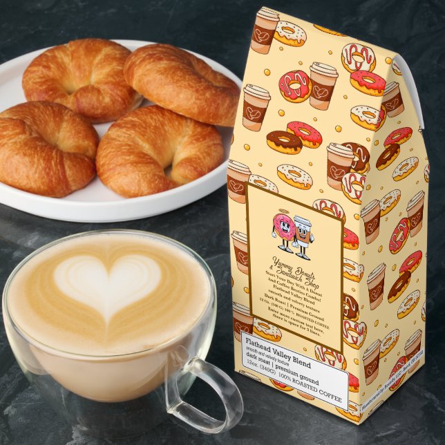 Customize Donut Shop Brand Promo Merch 4 Roasted Coffee (Breakfast)