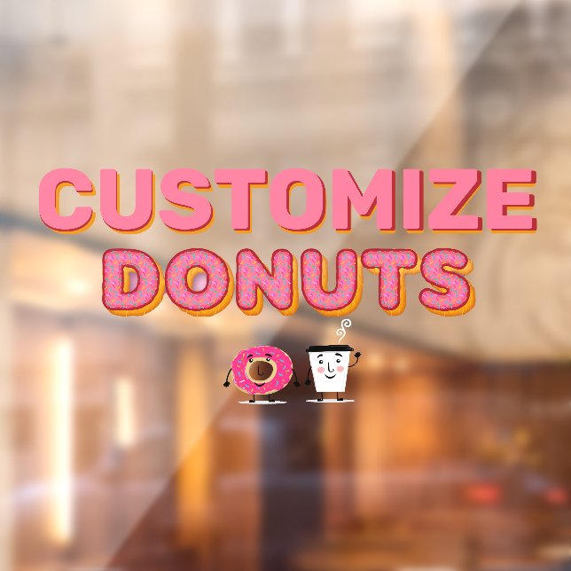 Customize Donut Shop Sprinkle Donut and Coffee  Window Cling (Sheet 2)
