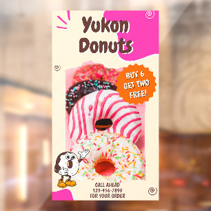 Customize Donuts Beige Pink Promotion Window Cling