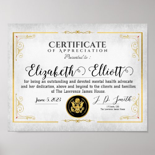 Customize Download Certificate of Appreciation   Poster