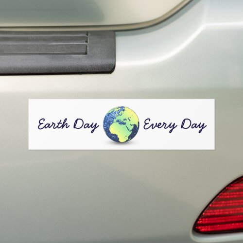 Customize Earth Day Every Day blue sparkles Globe Bumper Sticker
