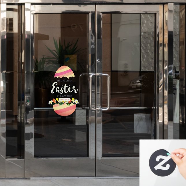 Customize Easter Sale Egg  Shop Percent Off Door Window Cling (Office Door)