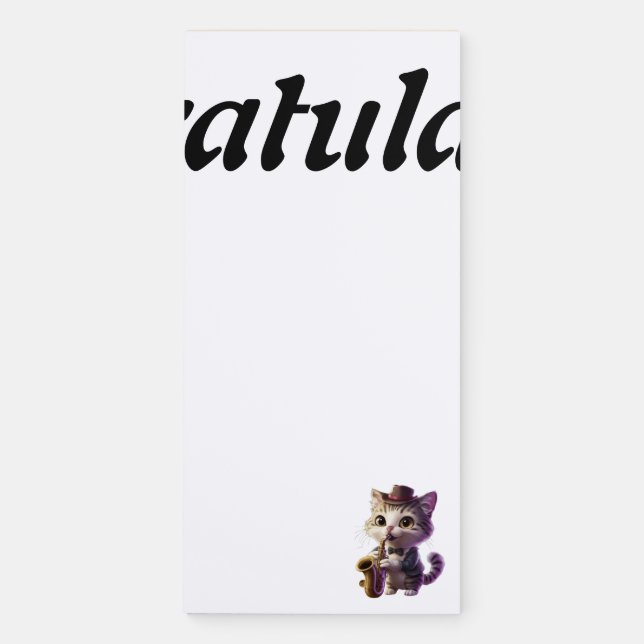 Customize Edit Jazz Saxophone Cat Magnetic Notepad (Front)