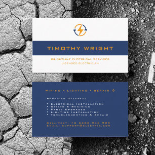Customize Electrician Powers Wire Repair Services Business Card