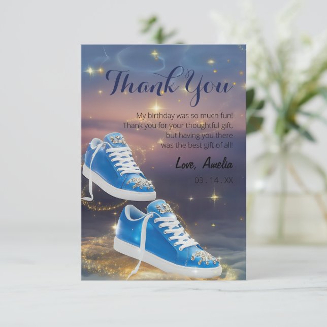 Customize Elegant Birthday Sneaker Ball Party Thank You Card (Standing Front)