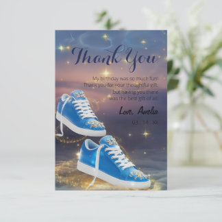 Customize Elegant Birthday Sneaker Ball Party Thank You Card