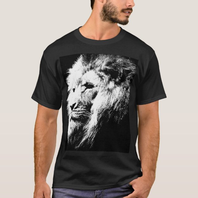 Customize Elegant Modern Pop Art Lion Head T-Shirt (Front)