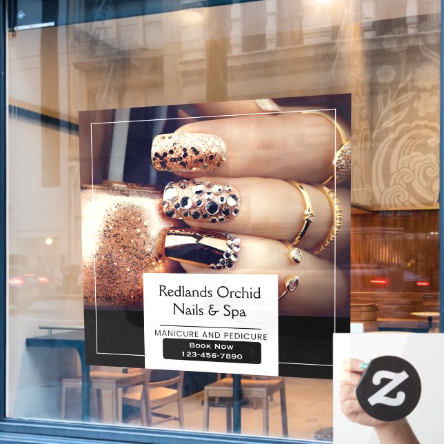 Customize Elegant Nail Salon Promotional Window Cling (Cafe Window)