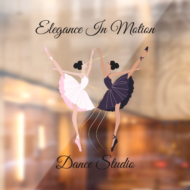 Customize Elegant Pair of Dancing Ballerinas Studi Window Cling (Sheet 2)