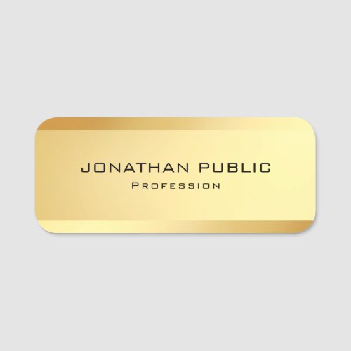 Customize Elegant Simple Faux Gold Template Name Tag