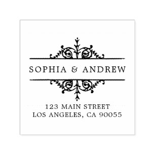 Customize Elegant Vintage Wedding Return Address Self-inking Stamp