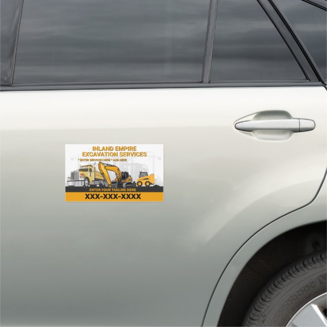 Customize Excavation General Contractor Constructi Car Magnet (In Situ)