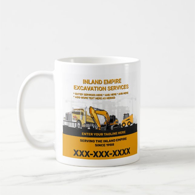Customize Excavation General Contractor Constructi Coffee Mug (Left)