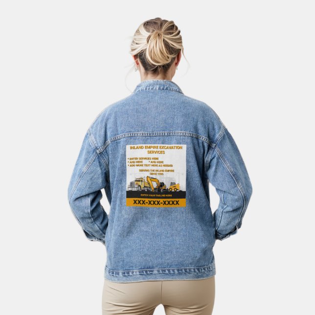 Customize Excavation General Contractor Constructi Denim Jacket (Model)