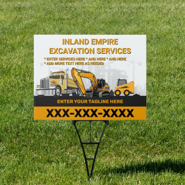 Customize Excavation General Contractor Constructi Sign (Insitu)