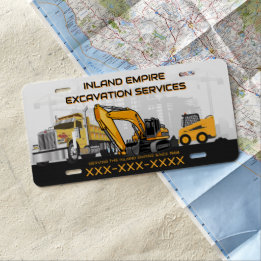 Customize Excavation General Contractor Front Ad License Plate