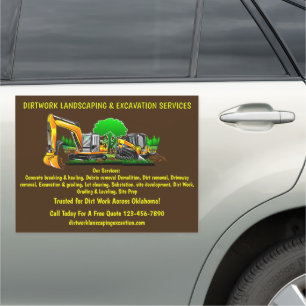 Customize Excavation Landscaping Services Contract Car Magnet