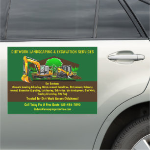 Customize Excavation Landscaping Services Contract Car Magnet